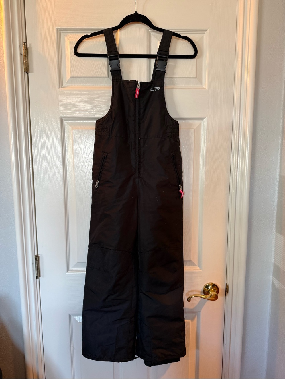 Champion Kids Black Snow Bib One-Piece with Pink Zipper Accents